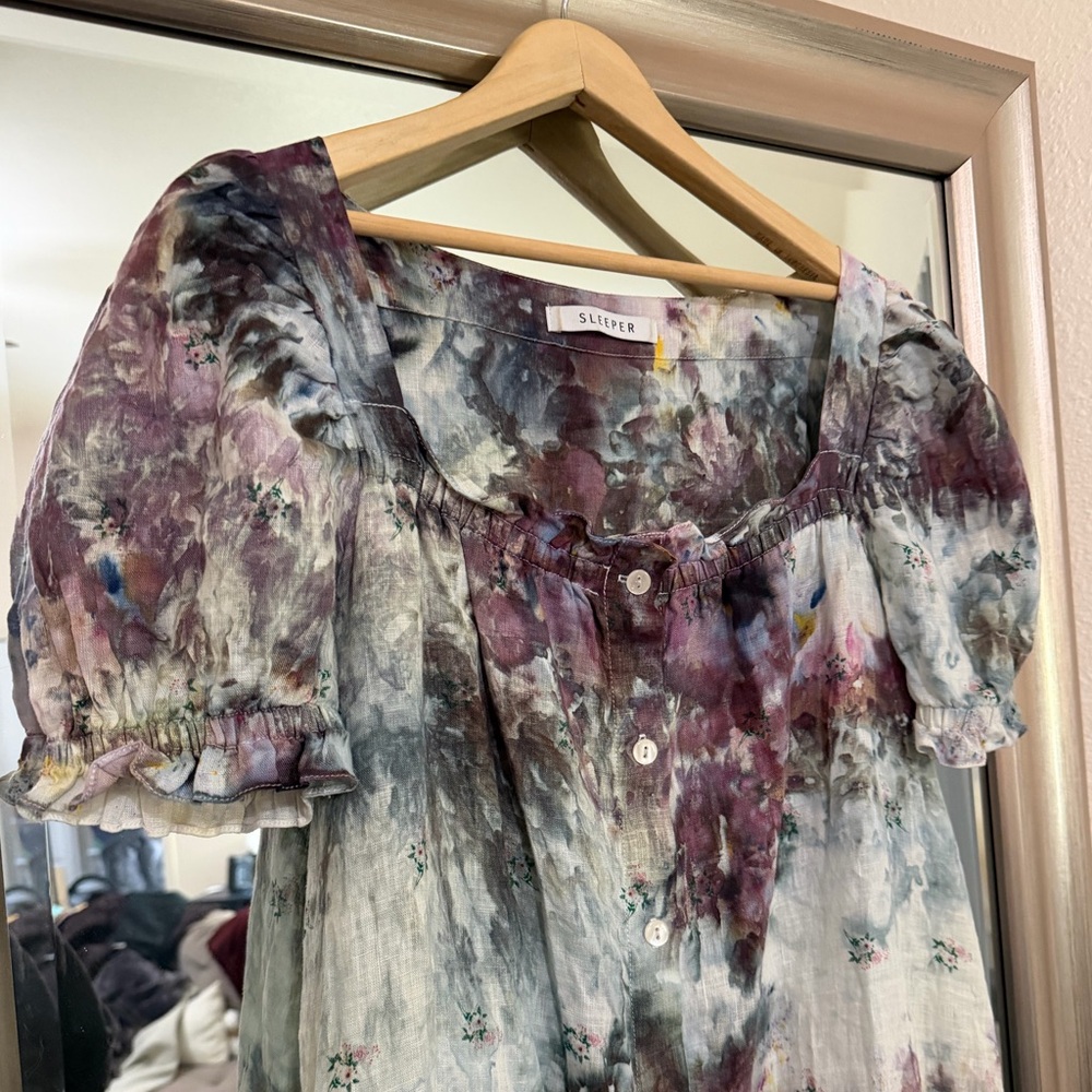 Sleeper Tie-Dye Maxi Dress in Purple, Gray & White